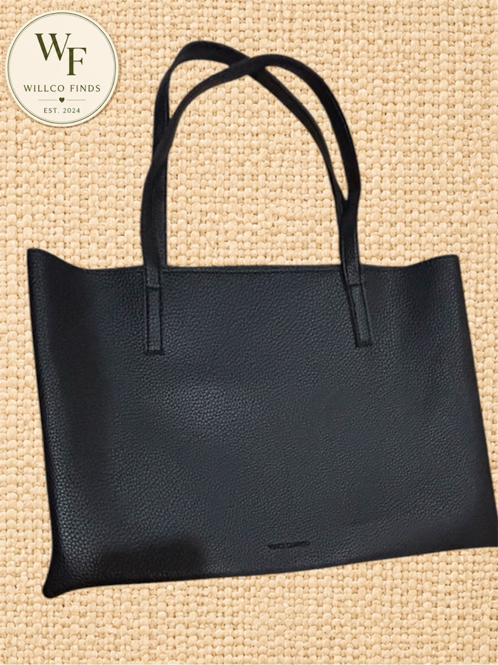 Vince Camuto Luck Tote Black Gray Pebbled Vegan Leather Large Shoulder Bag